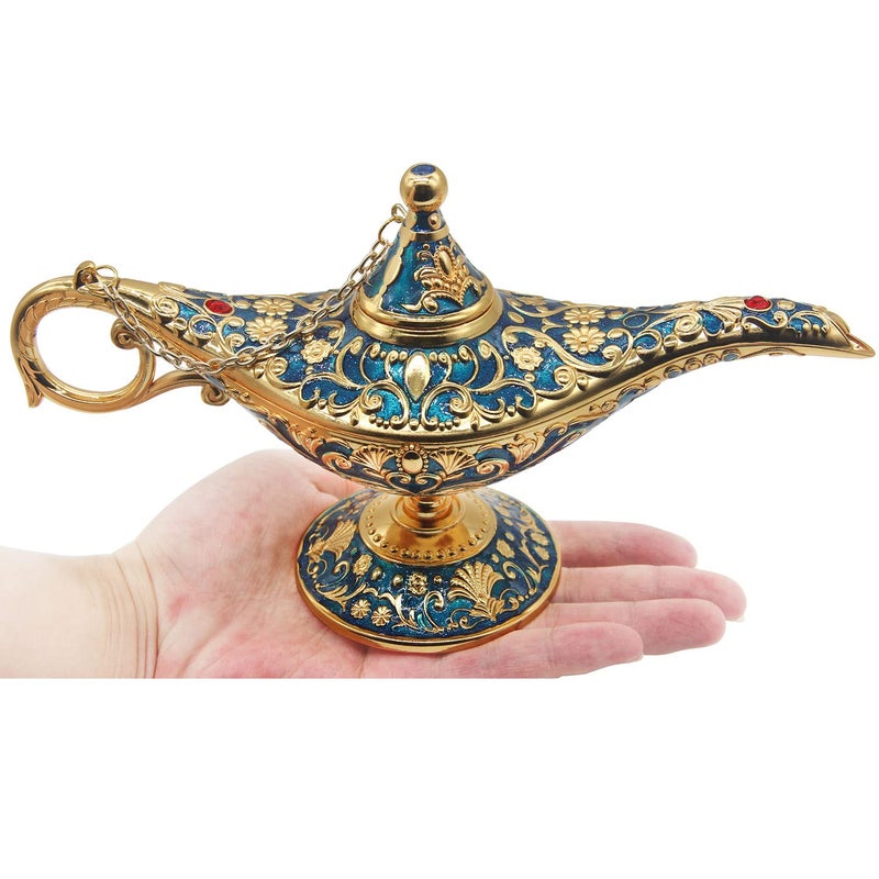 AVESON Classic Vintage Collectable Rare Legend Aladdin Magic Genie Costume Lamp Home Table Decoration & Gift, Golden Red - Image 3